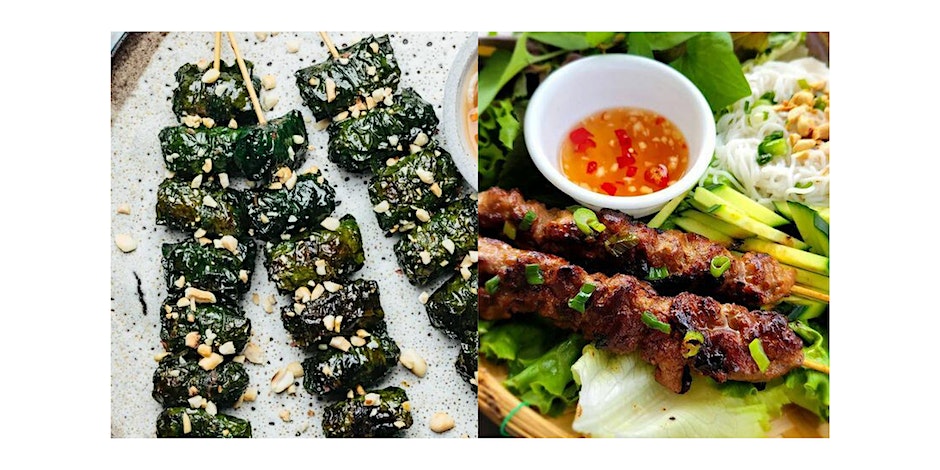Make Viet Street Platter: Grilled Pork Skewers & Betel Leave Beef (GF)